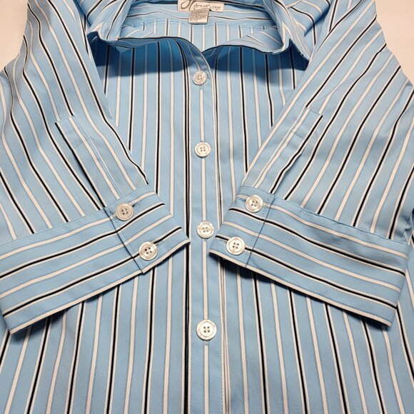 Vintage Dressbarn Shirt Button Up Womens 18/20W Plus 3/4 Sleeve Striped Blouse - Picture 10 of 14